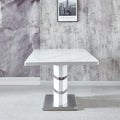 Expandable Glass Top Table With Butterfly Leaf, White Lacquer Mdf Base With Stainless Steel 70.9