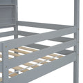 Twin House Loft Bed With Guardrails, Semi Enclosed Roof, Bedside Shelves And Ladder, Grey Twin Gray Bedroom American Design Pine Pine