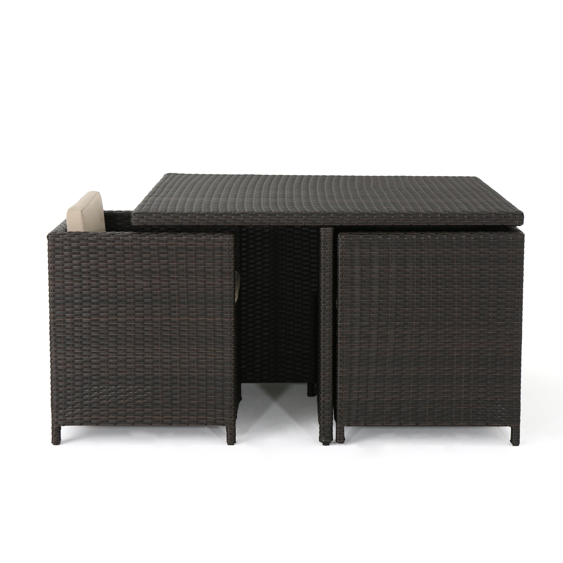 Puerta 48In Square Dining Table Dark Brown Rattan