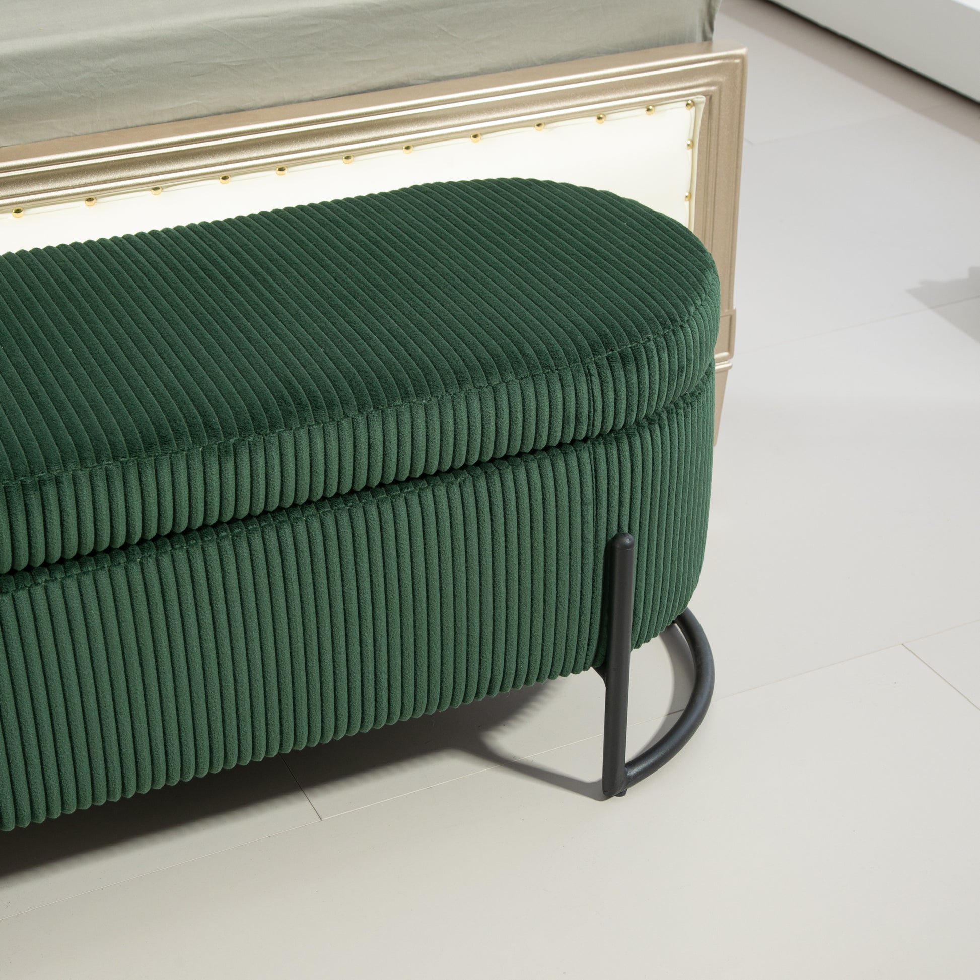 Coolmore Storage Ottoman,Bedroom End Bench,Upholstered Fabric Storage Ottoman With Safety Hinge, Entryway Padded Footstool, Ottoman Bench For Living Room & Bedroom Emerald Emerald Foam Velvet