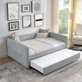 Daybed With Trundle Upholstered Tufted Sofa Bed, Full Size, Boucle Fabric, Grey 83