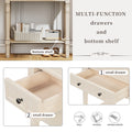 Narrow Console Table, Slim Sofa Table With Three Storage Drawers And Bottom Shelf Beige Beige Solid Wood Mdf