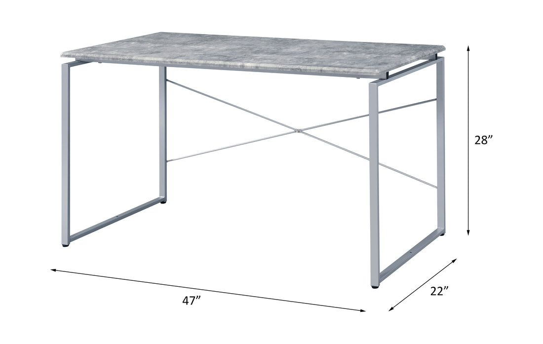 Jurgen Faux Concrete & Silver Finish Writing Desk Gray,Silver Metal,Synthetic Wood
