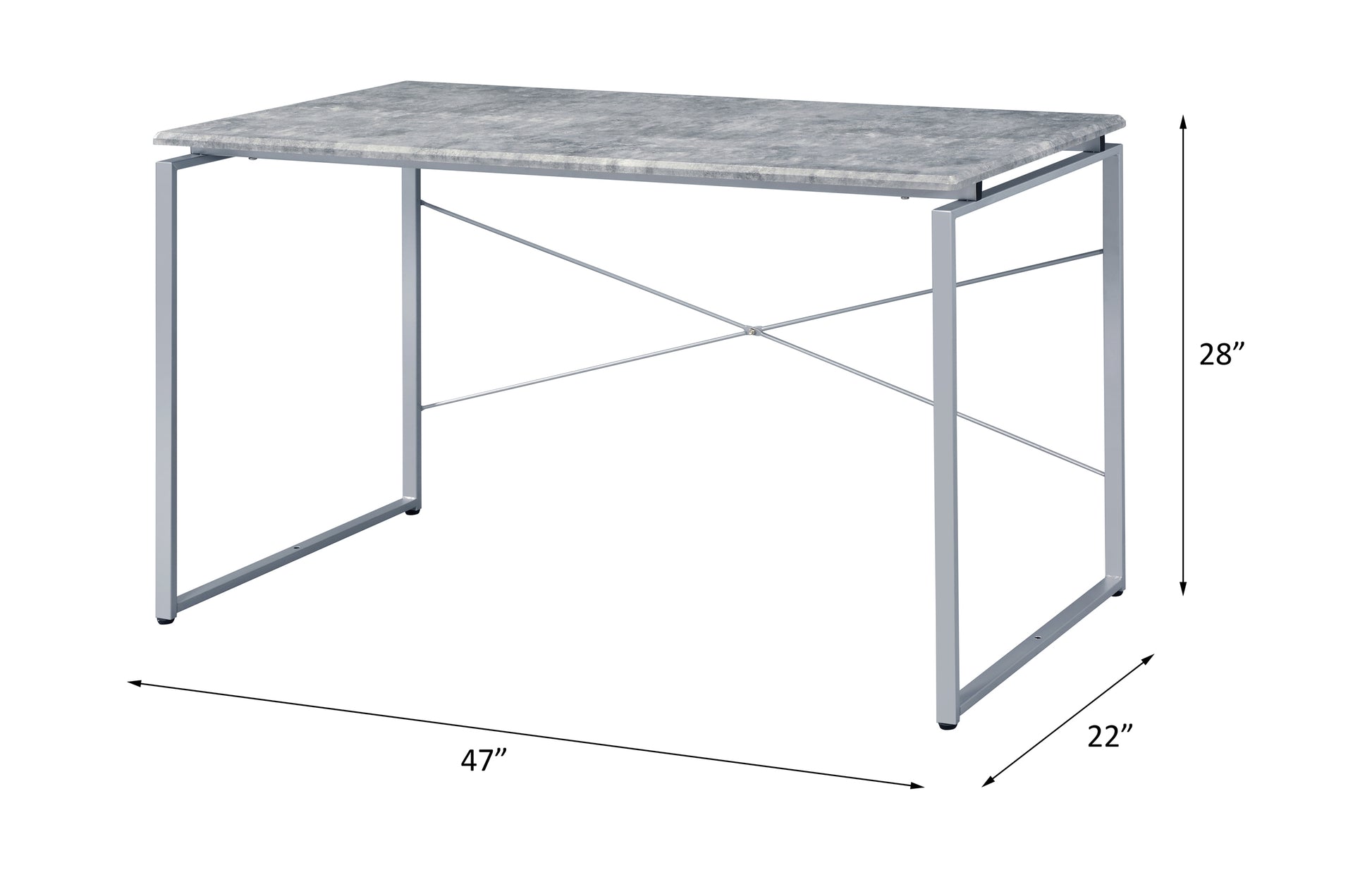 Jurgen Faux Concrete & Silver Finish Writing Desk Gray,Silver Metal,Synthetic Wood