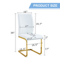 Luxury Simple Arch Chair Set Of 6 White Pu Material High Resilience Dining Chair With Arched Metal Gold Leg. White Gold Metal,Pu