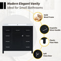 36 Inch Modern Bathroom Vanity Cabinet With Multifunctional Storage Space 5 Drawers And 1 Door Black Bathroom Solid Wood Mdf Resin