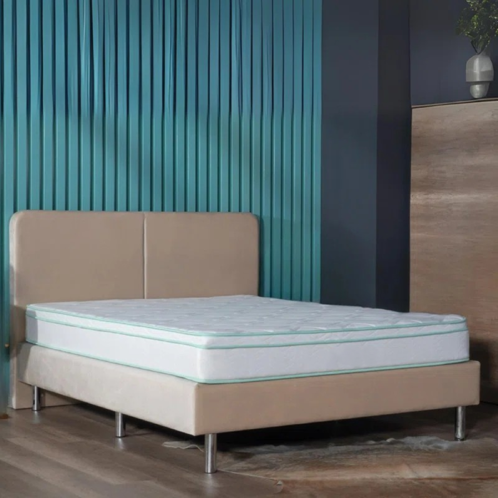 Twin Size 8" Medium Cool Gel Memory Foam Innerspring Hybrid Mattress White Green Foam Spring Twin