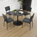 Modern Grey Simple Velvet Dining Chair Fabric Upholstered Chair Family Bedroom Stool Back Dressing, Black Round Table Set, Chair Black Metal Legs Set Of 5 Black Mdf