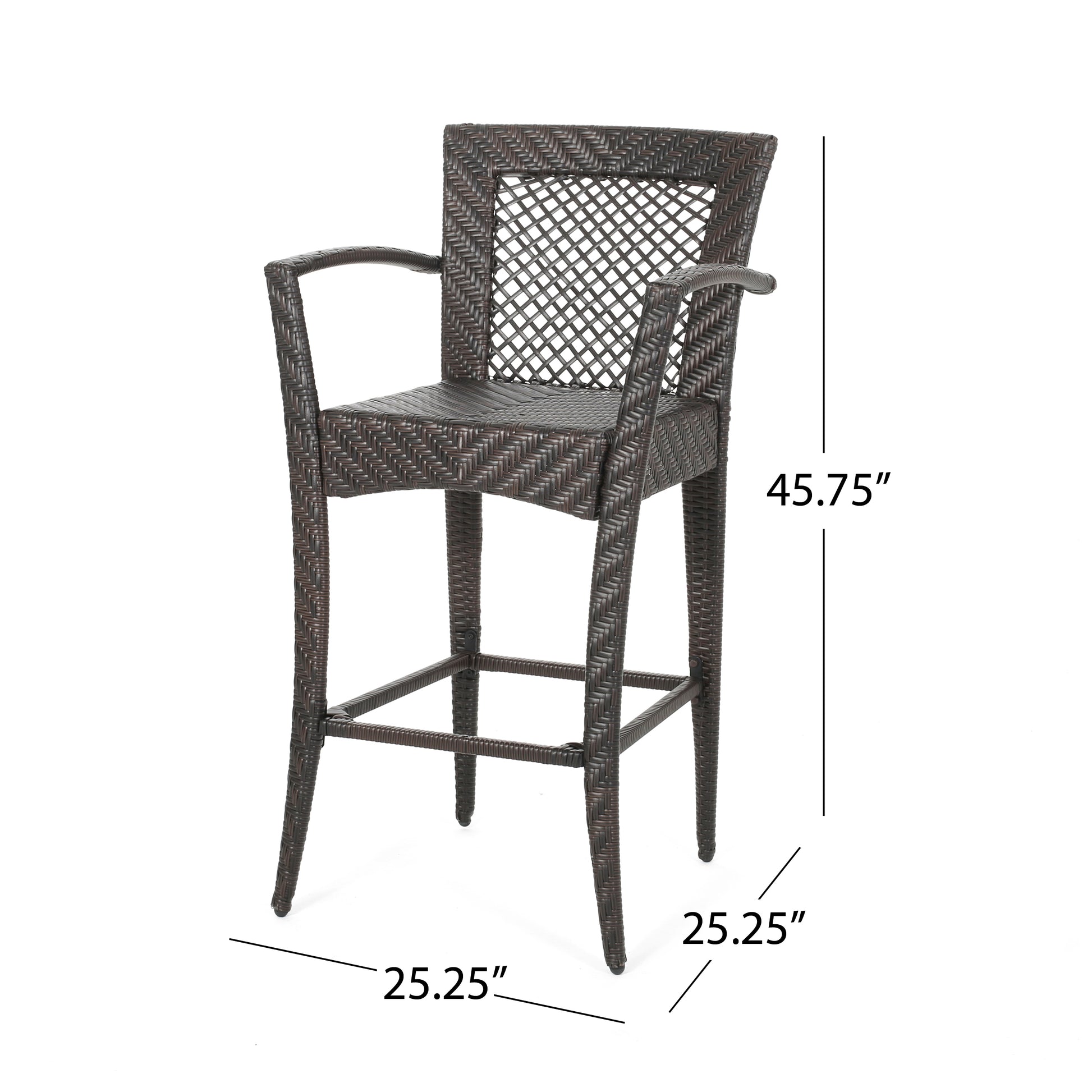 Outdoor 46" Wicker Barstool Set Of 2 , Multi Brown Finish No Brown Multi Garden & Outdoor Wicker