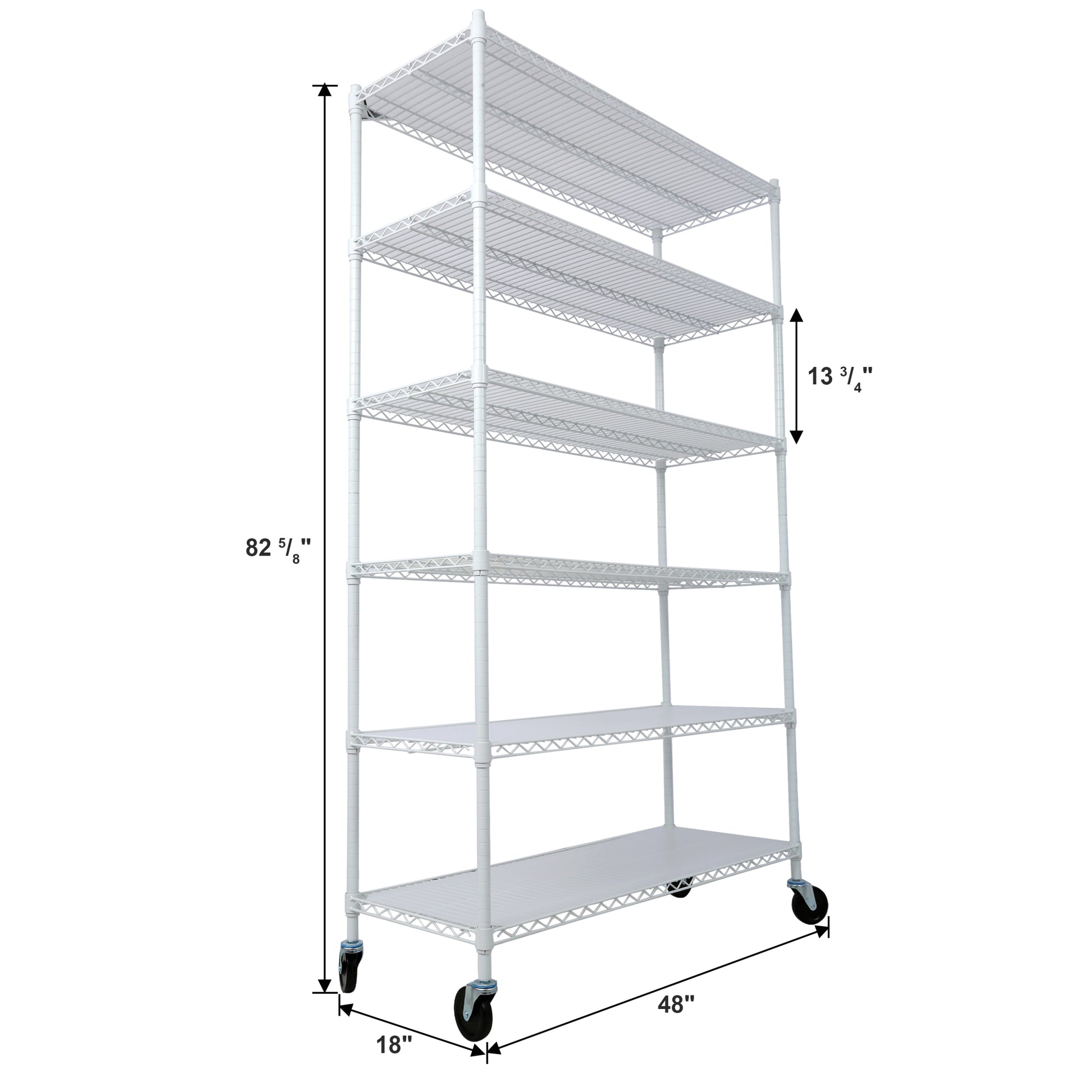 6 Tier 6000Lbs Capacity Nsf Metal Shelf Wire Shelving Unit, Heavy Duty Adjustable Storage Rack With Wheels & Shelf Liners For Commercial Grade Utility Steel Storage Rack, White 82"H X 48"L X 18"D White Metal