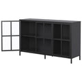 Heavy Duty Metal Modern Sideboard Buffet Cabinet With Storage Premium Steel Storage Cabinet ,Adjustable Feet,Glass Doors,Large Capacity Organizer For Living Room,Bed Room,Dining Room Black Kitchen