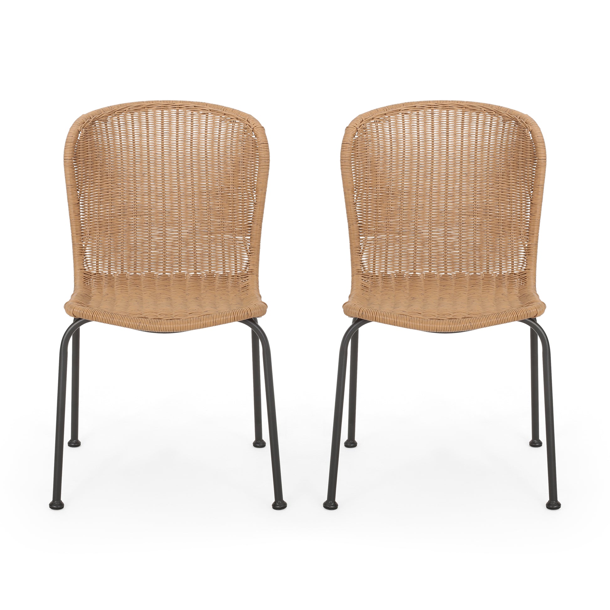 Boho Chair Set Of 2 Light Brown Rattan