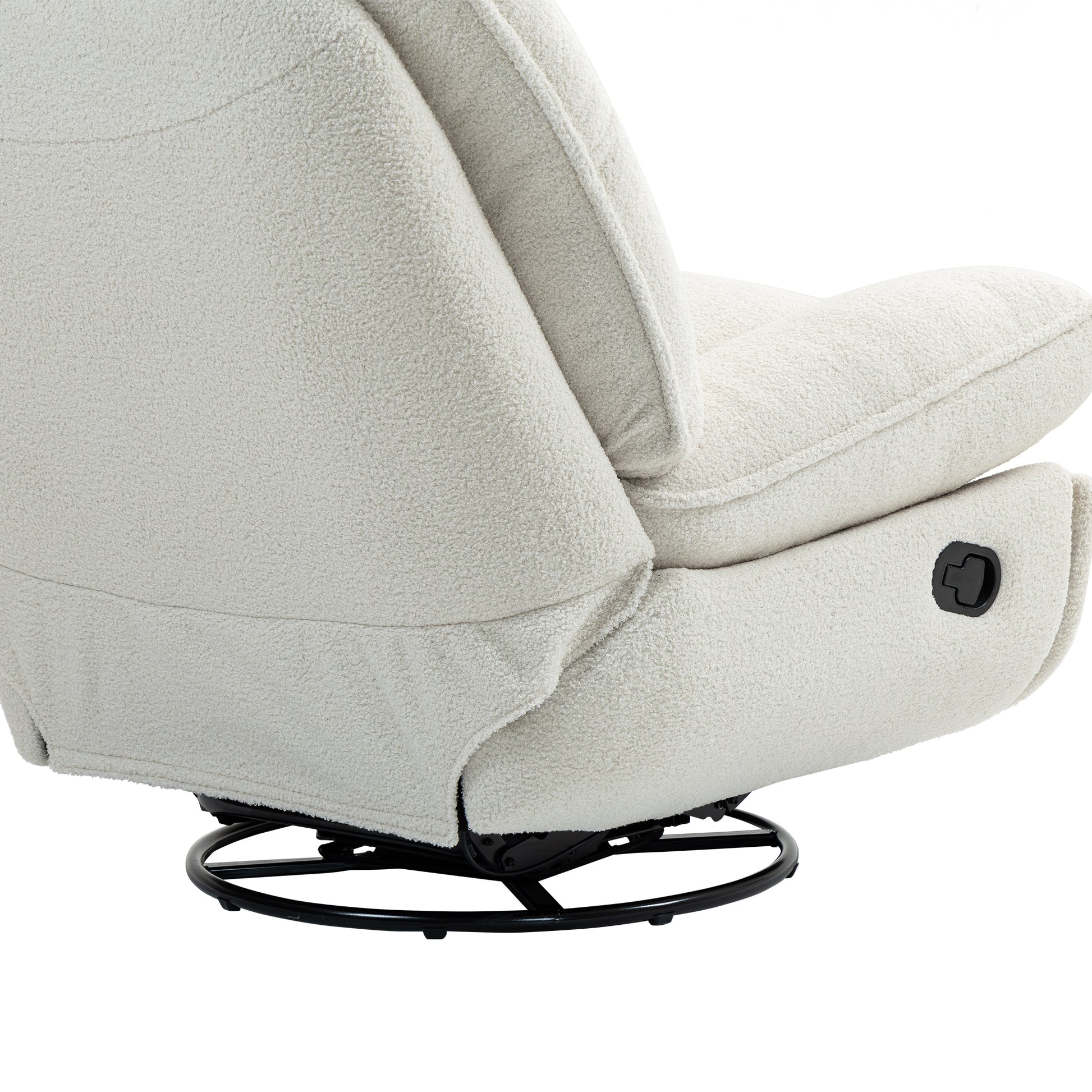 360 Swivel Recliner Adjustable Chair Chenille Glider Swivel Reclining Sofa Chair With Black Metal Round Base Beige Beige Foam Upholstered