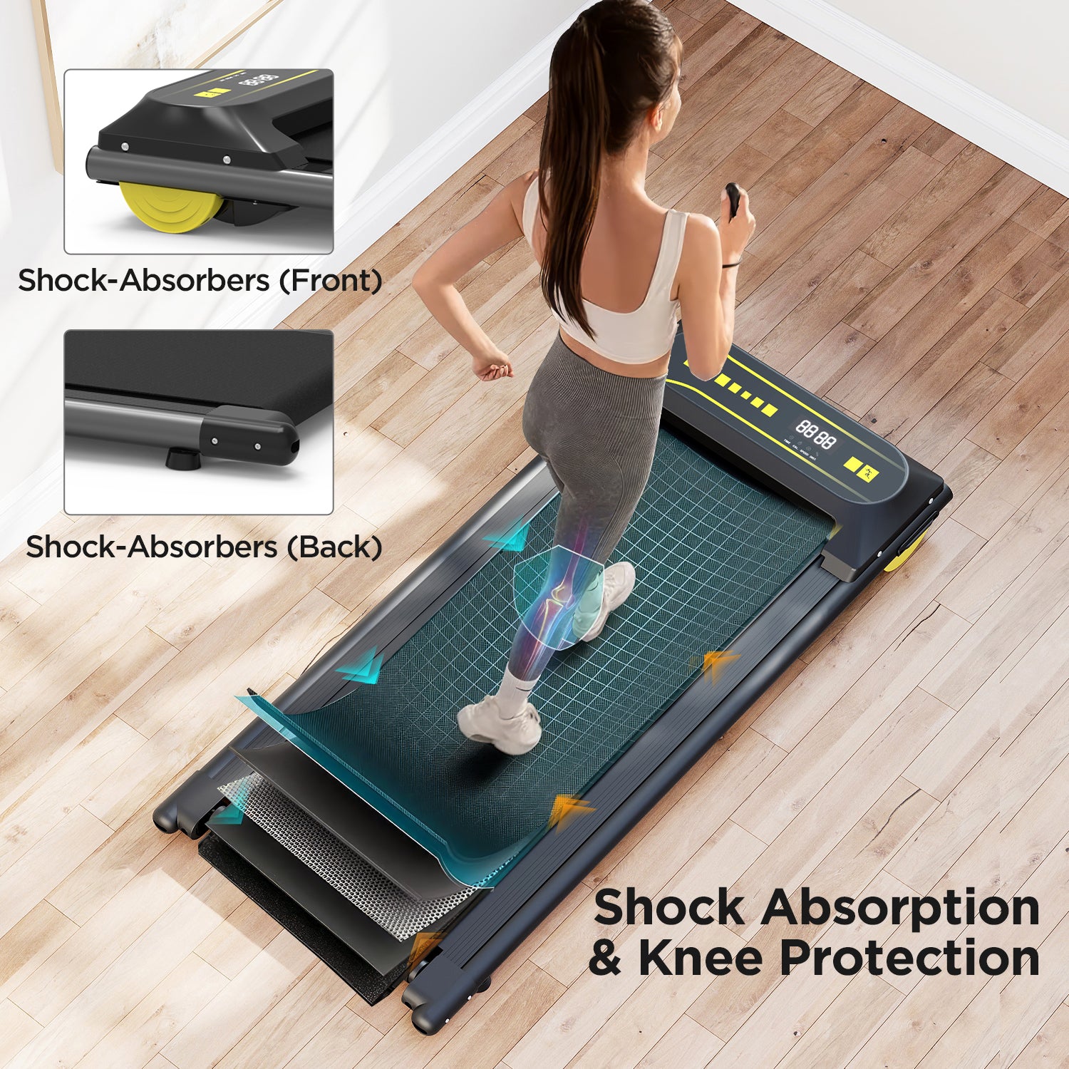 Walking Pad Running Machine Walking Machine For Home Under Desk Treadmill With Led Display And 12 Preset Programs 2.25Hp Portable Treadmill Jogging Machine For Office Small Space Black Steel