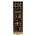 Marsella Corner Bar Cabinet, Eight Built In Wine Rack, Two Side Shelves Mahogany Macadamia Light Oak Dining Room Modern Shelves Included Particle Board