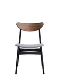 Rebi Gray Linen, Walnut & Black Finish Side Chair Set Of 2 Black,Gray,Walnut Linen,Synthetic Wood