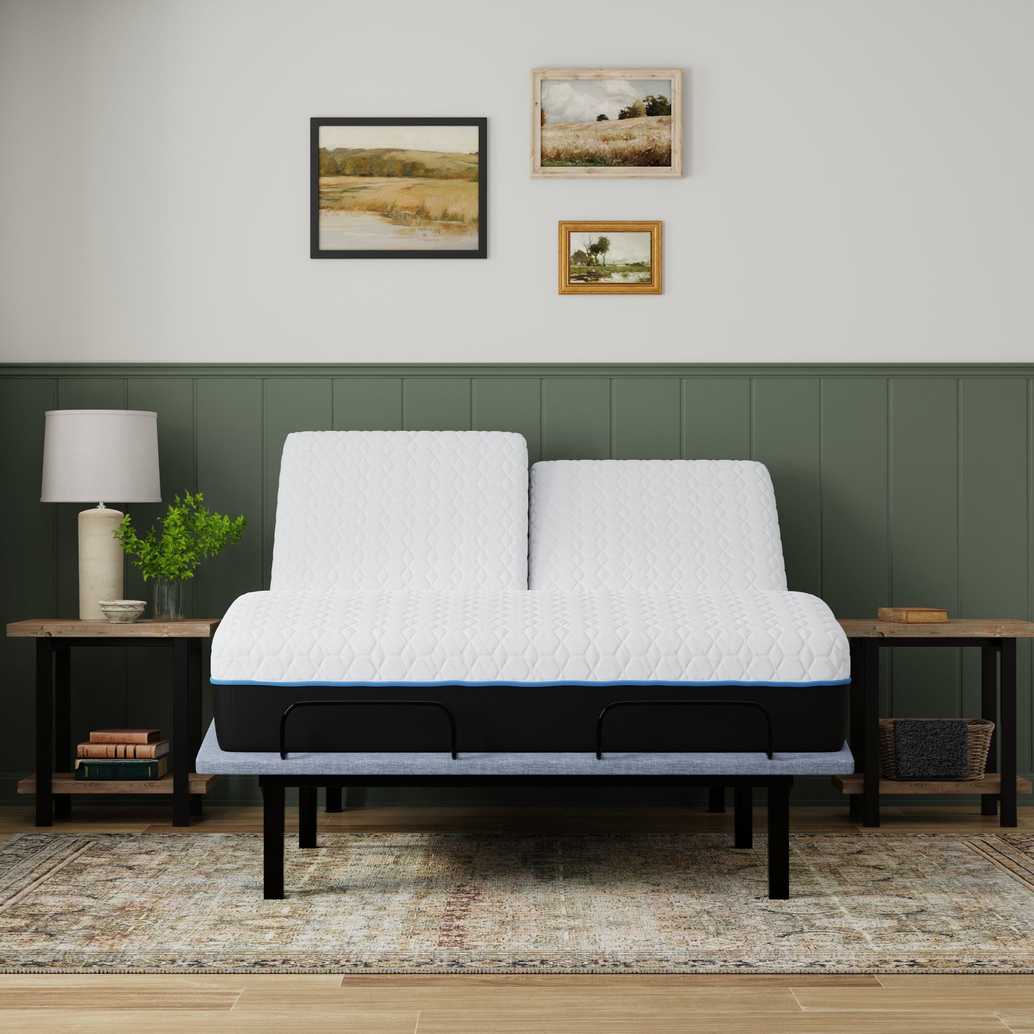 Copper Lux 12" Split Top Queen Soft Memory Foam Mattress With Phase Change Cooling Fabric White Gray Foam Split Top Queen