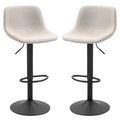 Homcom Adjustable Bar Stools, Swivel Bar Height Chairs Barstools Padded With Back For Kitchen, Counter, And Home Bar, Set Of 2, Cream White Cream White Linen