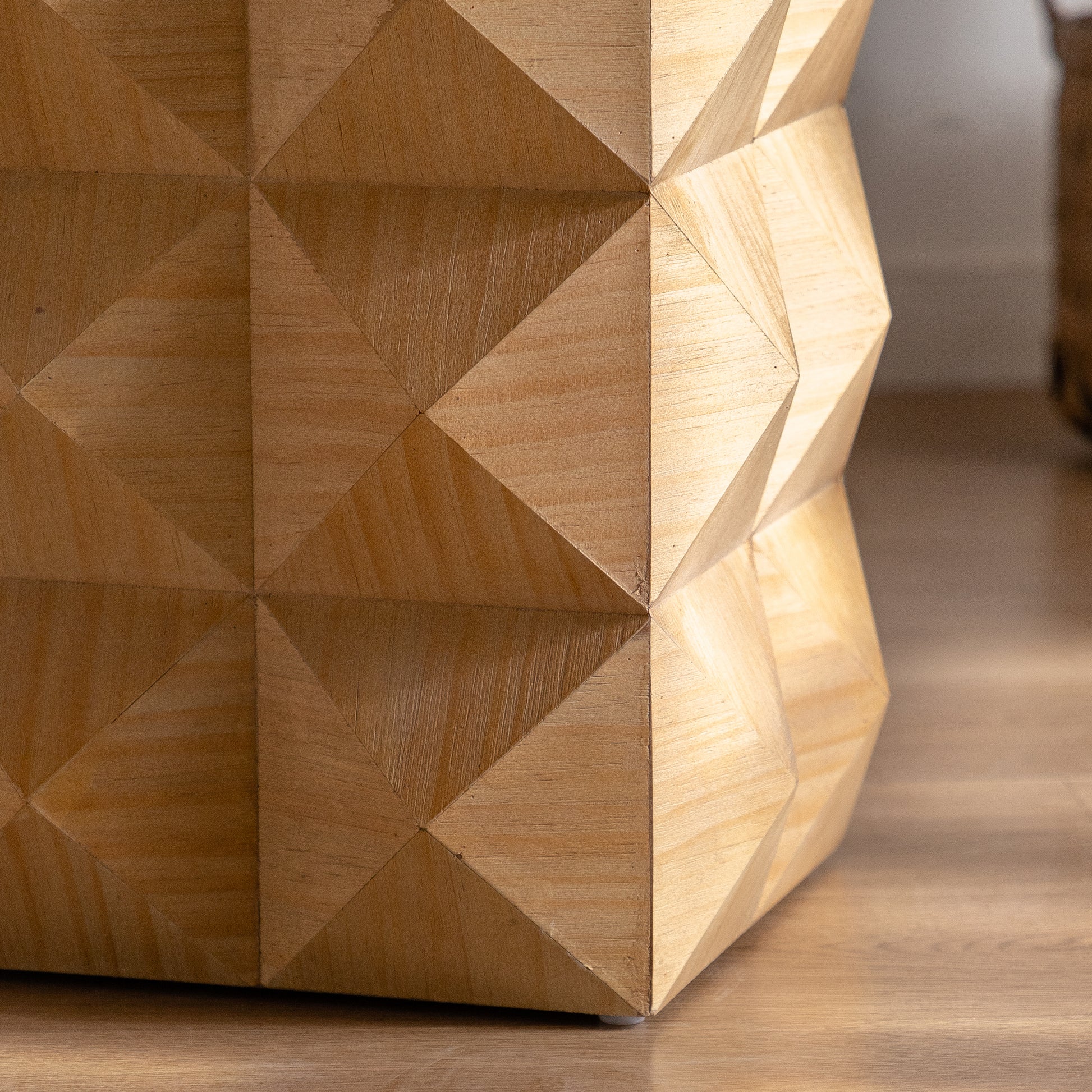 23.62"Height Three Dimensional Embossed Pattern Design Retro Side Table Retro Furniture Natural Mdf