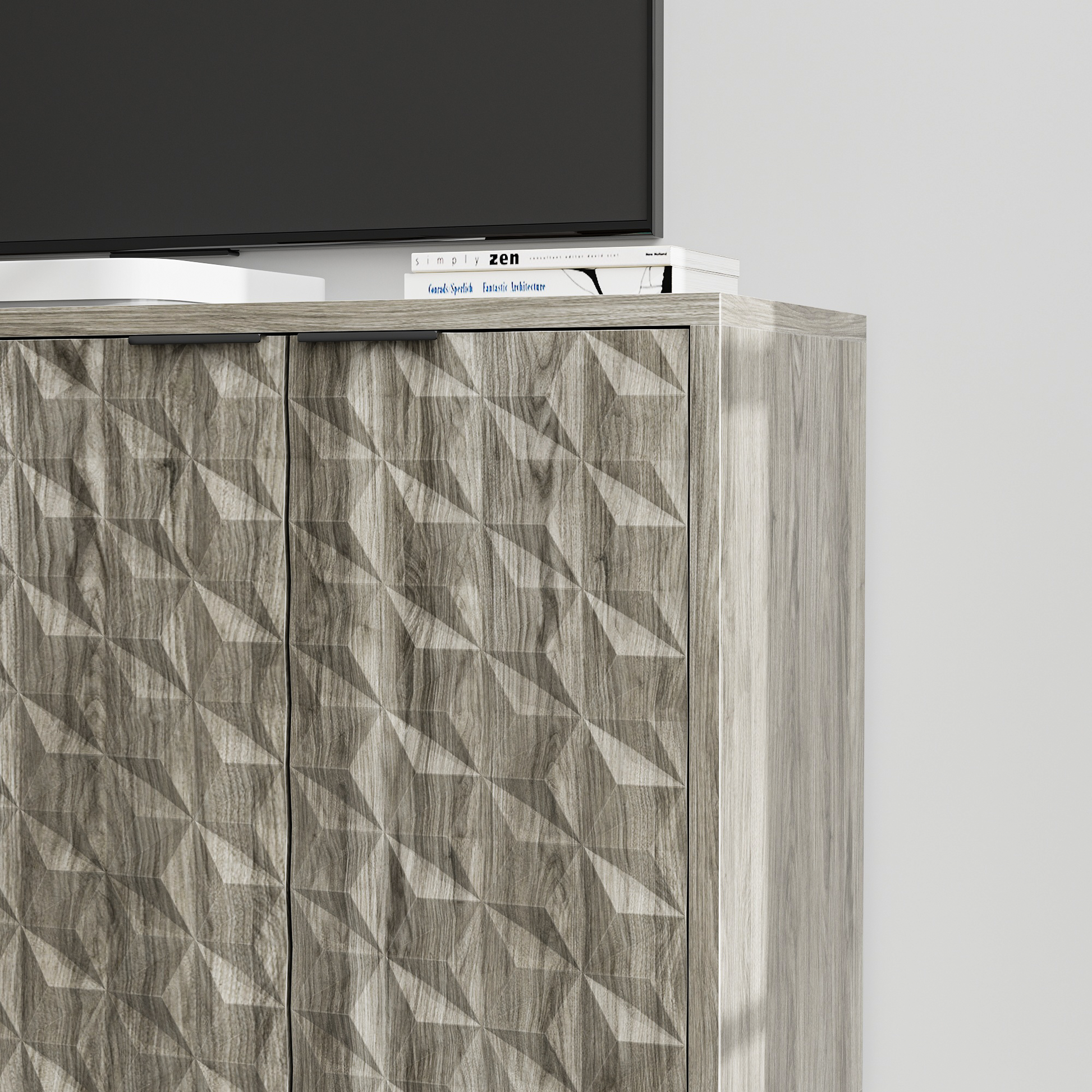 Modern Style Buffet Cabinet,Sideboard Buffet Cabinet With Storage,Storage Cabinet With 4 Diamond Shaped Relief Doors For Living Room,Dining Room,Entryway,Hallway,Kitchen,Grey Gray Gray Dining Room