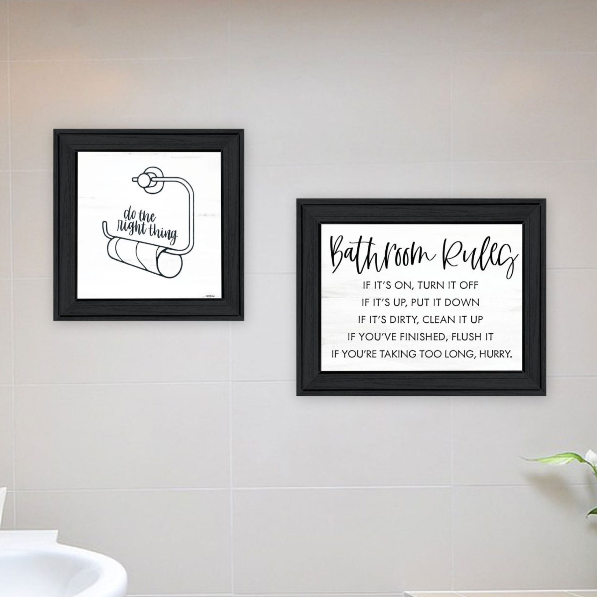 "Bathroom Rules" Framed Wall Art For Bathroom, Wall Art Print For Home Decor, Bathroom Wall Art By Imperfect Dust Multicolor Wood Paper