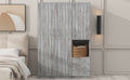 2 Doors Wooden Wardrobe Storage For Bedroom, With Shelves And 3 Drawers, Gray Gray Particle Board