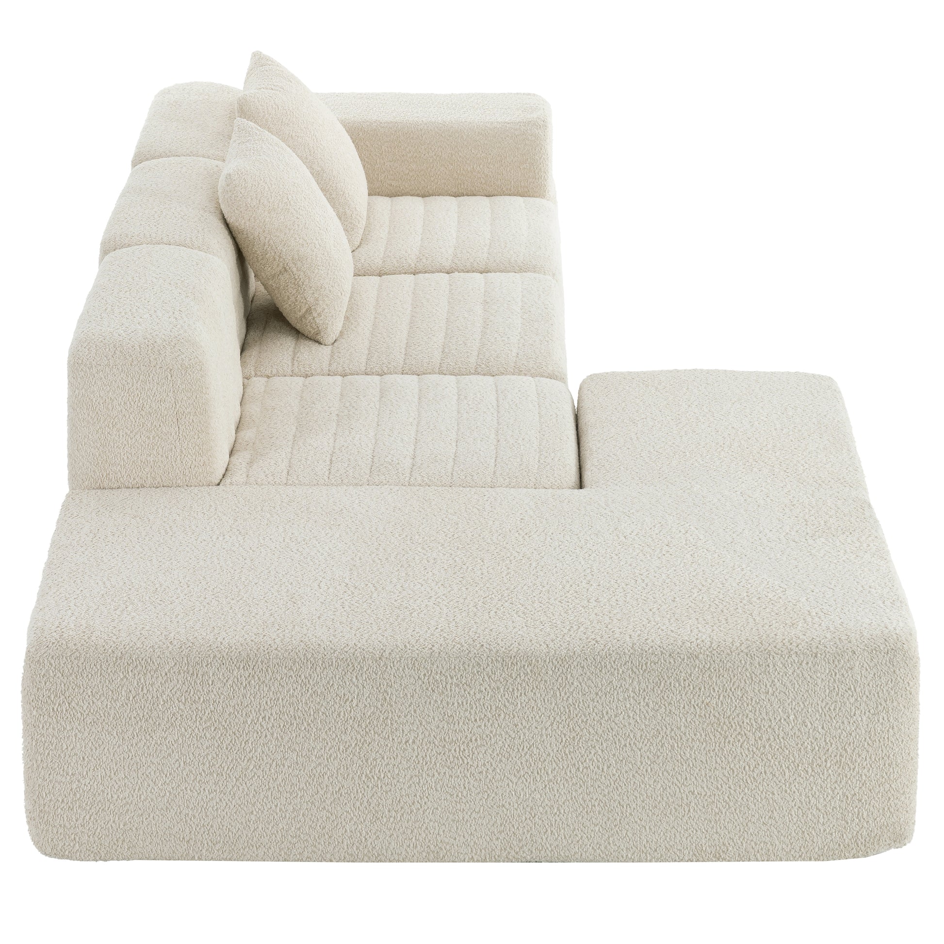 116.5" Sectional Sofa Full Compressed Sofa Couch Free Combined Sofa For Living Room, Beige Beige Foam Polyester 4 Seat