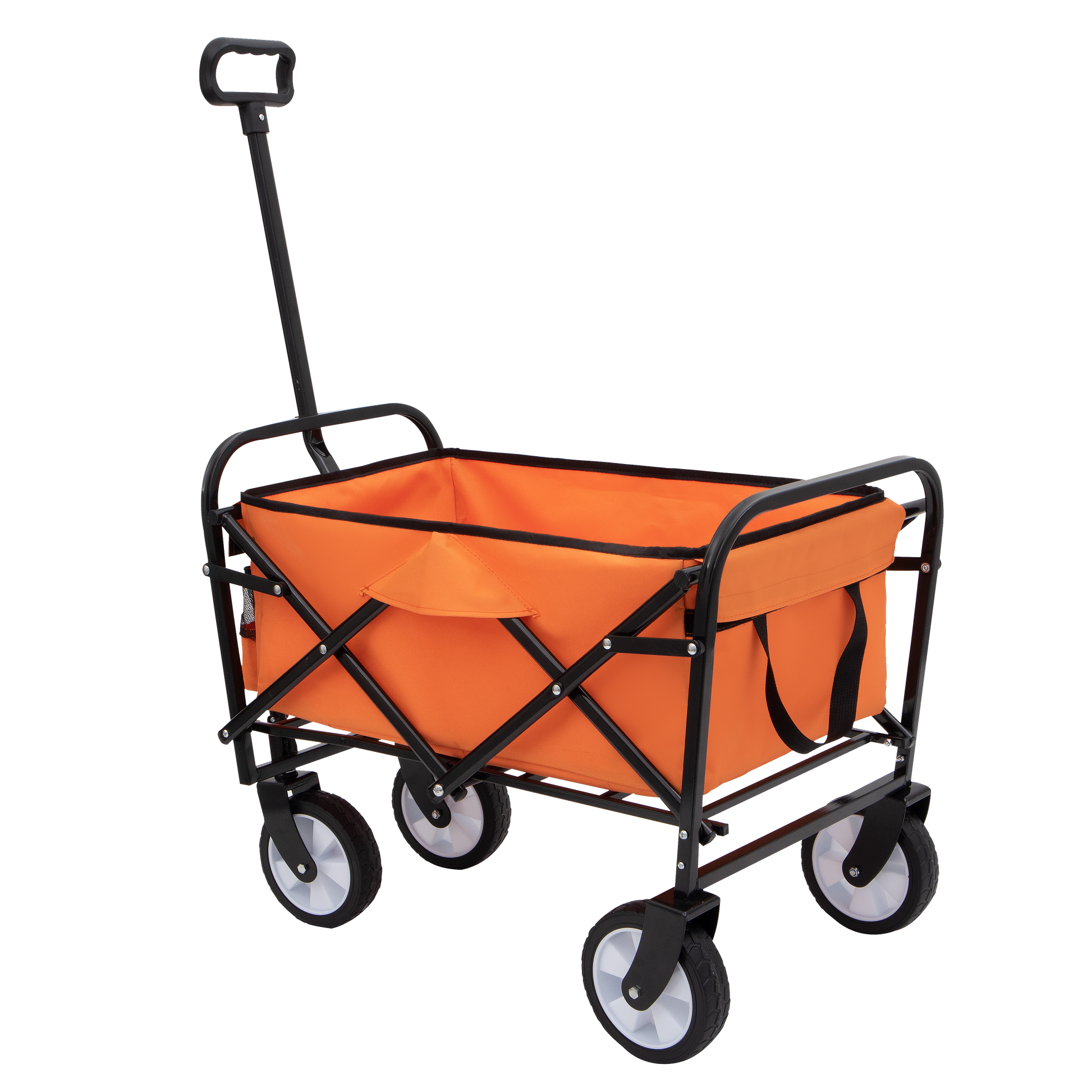 Minimeetall Strap Collapsible Foldable Wagon Cart Beach Wagon Heavy Duty Utility Cart Utility Wagon Grocery Cart For For Camping Shopping Sports Gardeing Fishing Supports 225Lbs Orange Orange Steel