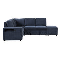 L Shaped Padded Modular Sofa With Storage Space, Usb Ports, And Cup Holders On The Armrests, Suitable For Living Rooms, Offices, And Apartments. Blue Wood Polyester 5 Seat