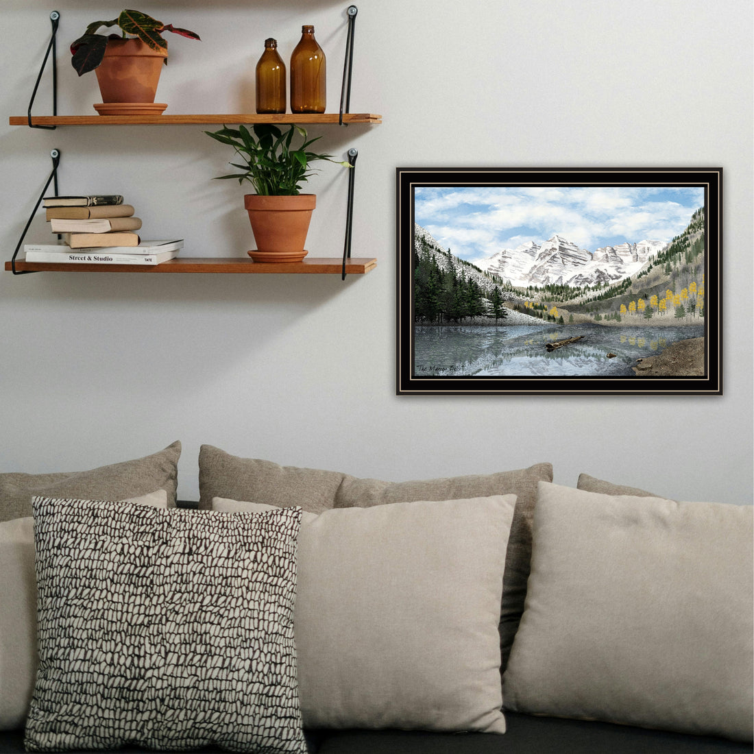 The Maroon Bells Black Framed Wall Art For Living Room, Bedroom Wall Art Print For Home Decor By Billy Jacobs Multi Wood Paper