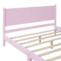 Queen Size Wood Platform Bed Frame, Retro Style Bed With Rectangular Headboard,No Need Box Spring,Pink Queen Pink Wood