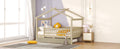 Full Size Wooden House Bed With Twin Size Trundle, Natural Full Natural Solid Wood Mdf