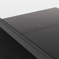 Rectangle Coffee Table With Gray Tempered Glass Top And Black Legs,Modern Table For Living Room Gray Tempered Glass
