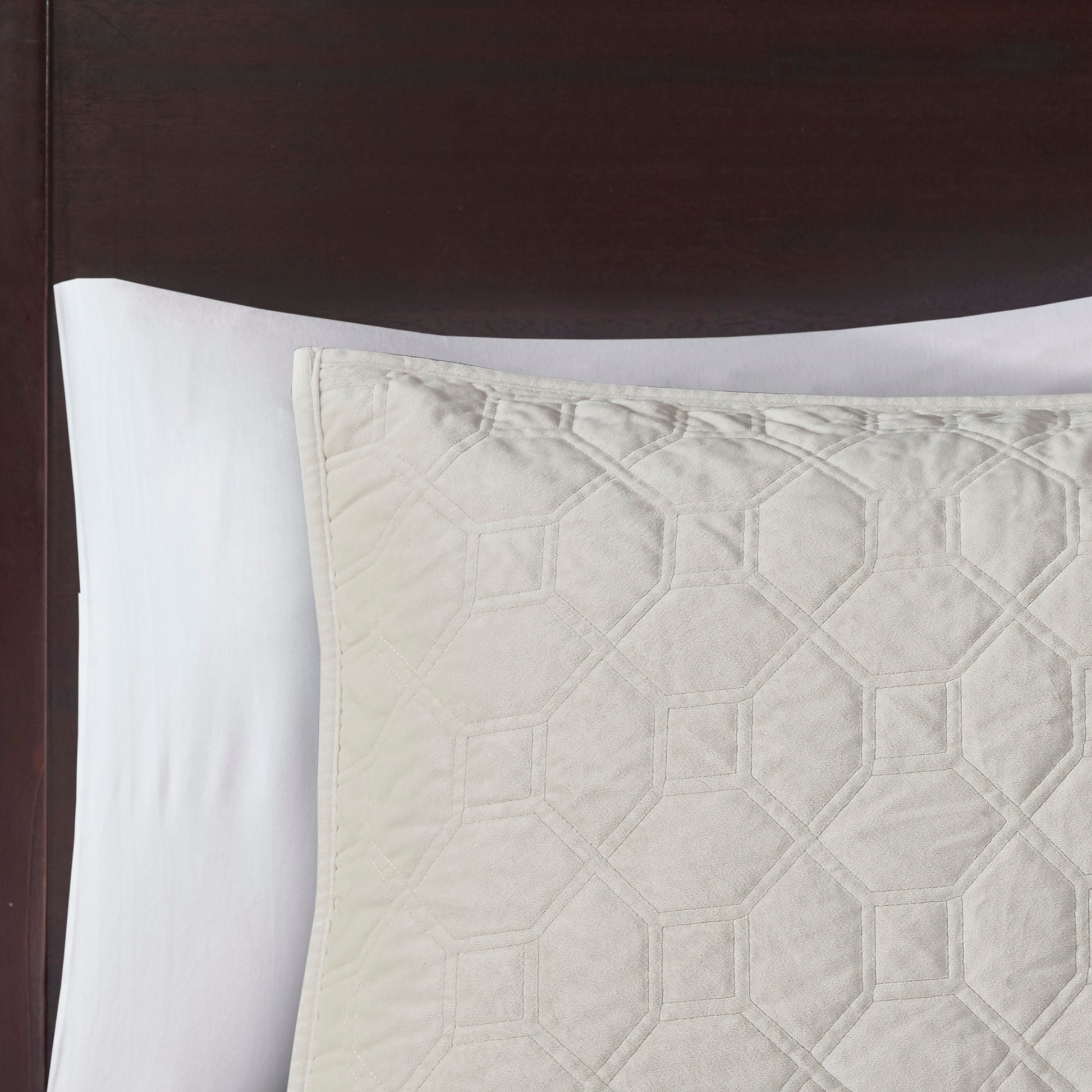 3 Piece Velvet Quilt Set Ivory Full Queen Full Ivory Cotton