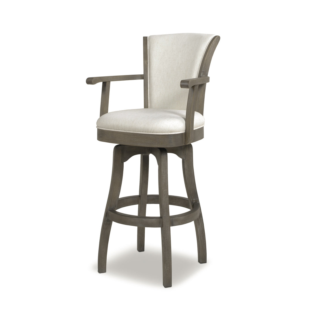 Williams 31 Swivel Bar Stool With Armrests, Natural White Linen White Foam Linen