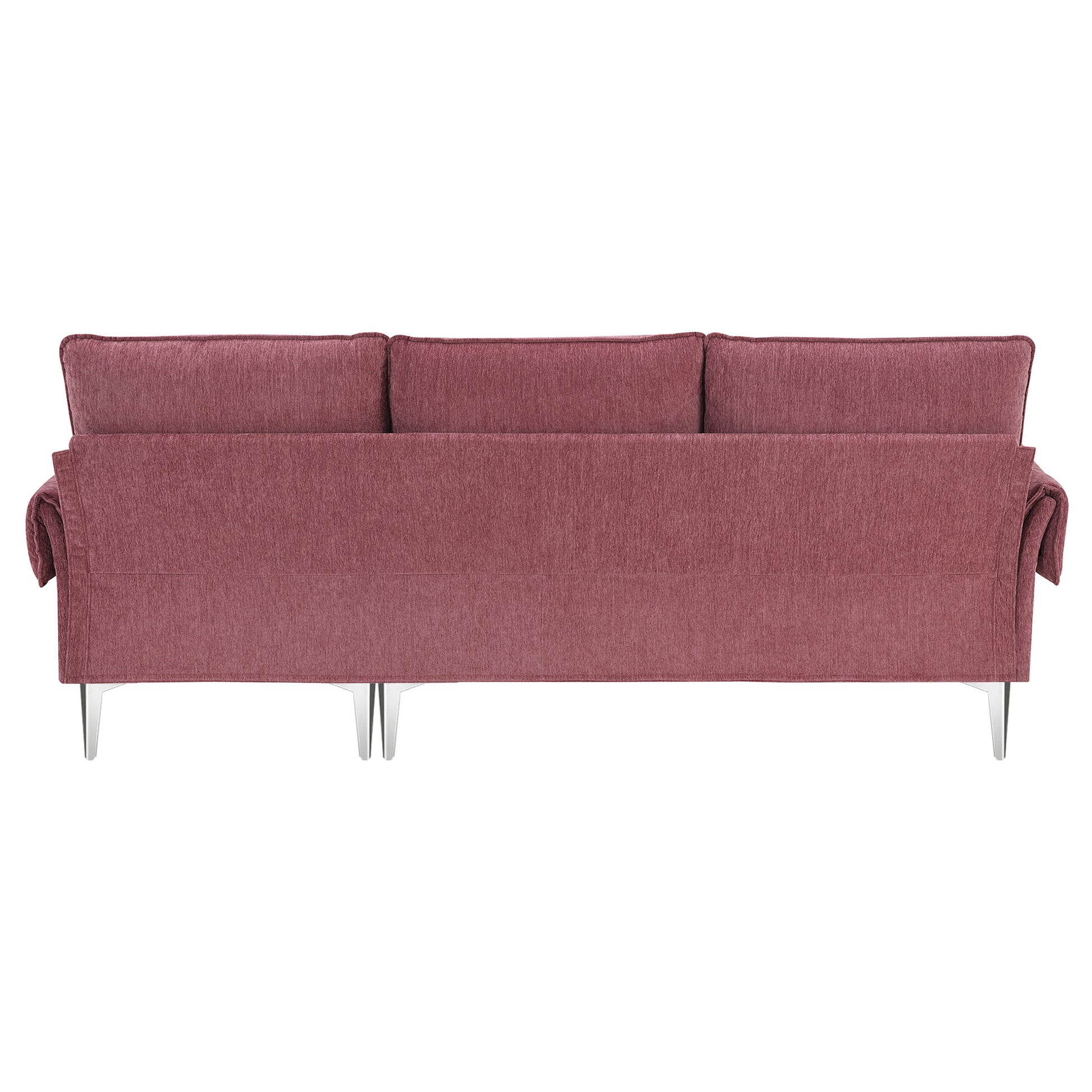 84 "Modern Chenille L Shaped Sofa With Reversible Lounge,Convertible Sectional Couch Set,4 Seat Indoor Furniture With Reversible Chaise,Fit For Living Room, Apartment 2 Pillows Pink Chenille 4 Seat