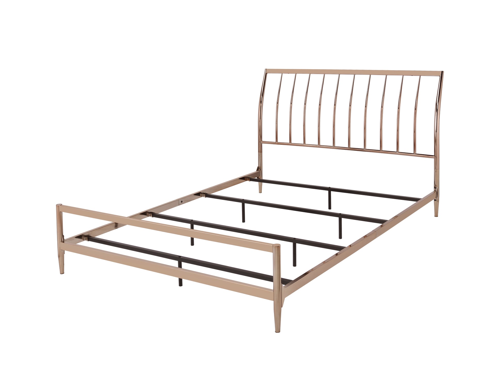 Copper Queen Bed With Slat Headboard Box Spring Not Required Queen Gold Metal Bedroom Slat Beds Metal