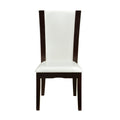 Leather Upholstered Side Chair With Long Back, White And Black, Set Of 2 White Black Leather