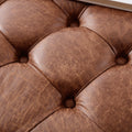 Storage Ottoman Bench Brown Brown Bedroom Leather Wood Fabric