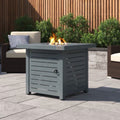 25'' H X 30'' W Steel Outdoor Fire Pit Table With Lid Grey Garden & Outdoor Modern Stone Steel