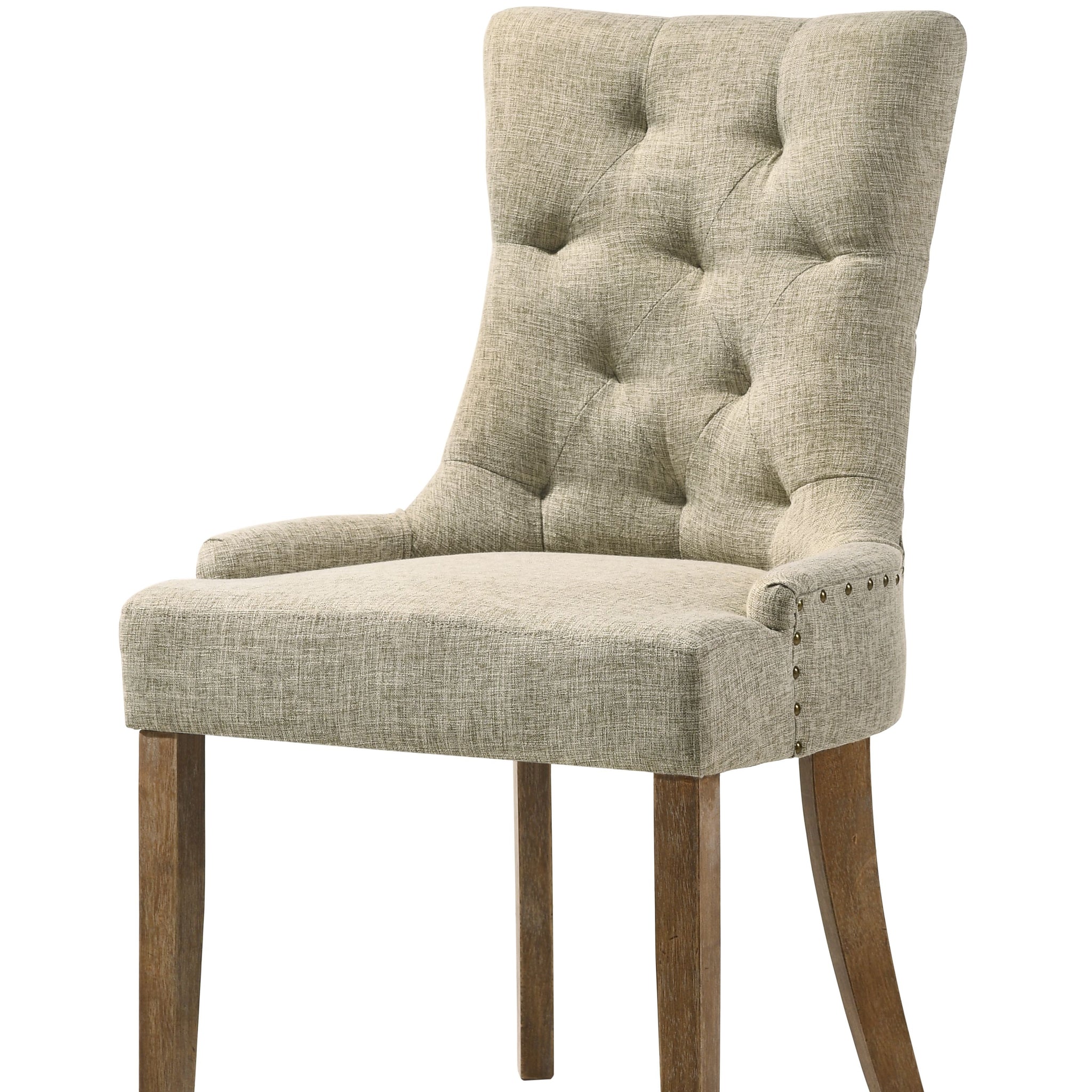 Yotam Beige Fabric & Salvaged Oak Finish Side Chair Set Of 2 Beige,Oak Fabric,Synthetic Wood