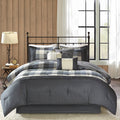 7 Piece Herringbone Comforter Set Grey Cal King Grey Polyester