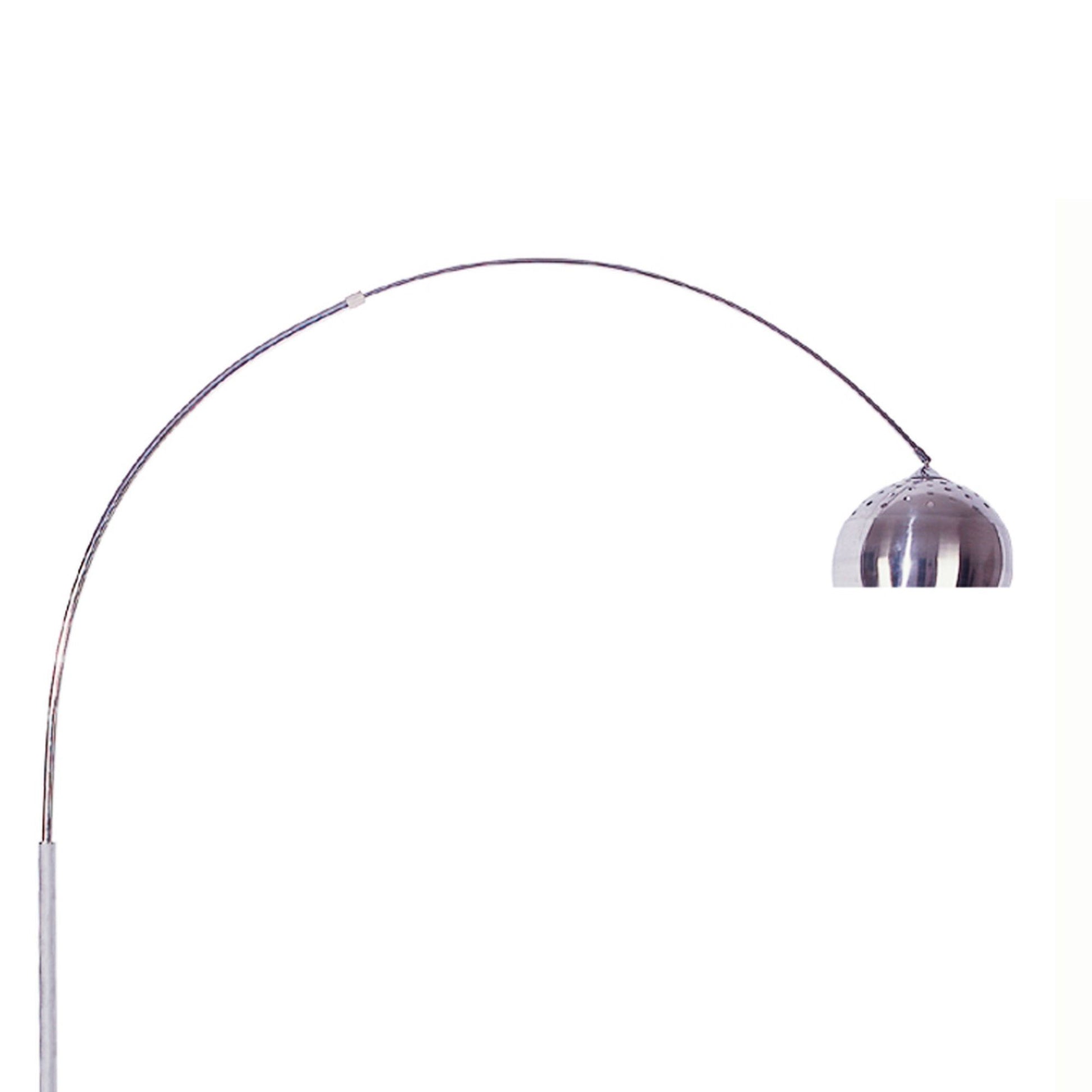 85" Tall Metal Floor Lamp With White Marble Base, Arch Design White Metal