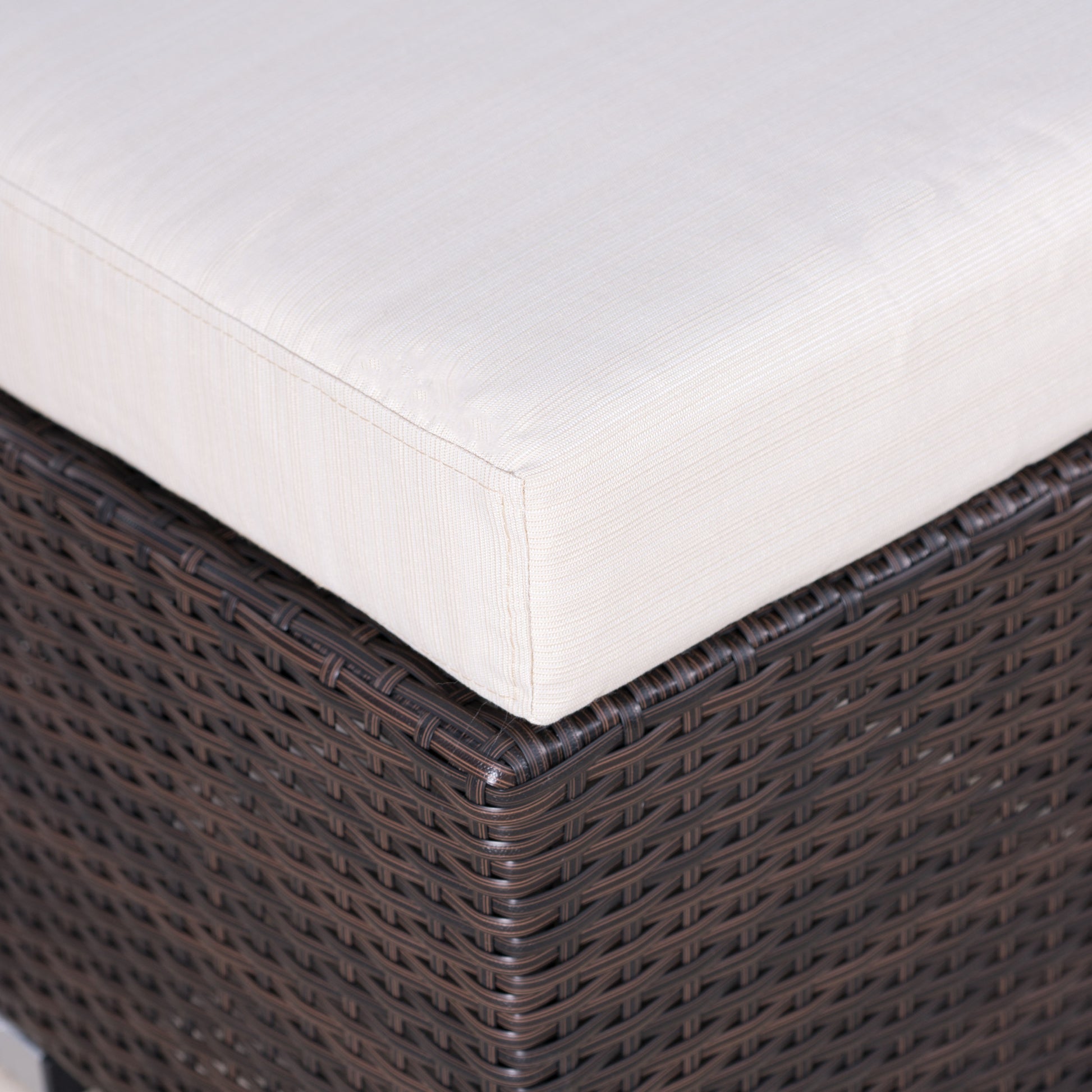 Santa Rosa 16" Ottoman Multi Brown Beige Pe Rattan Iron Waterproof Fabric