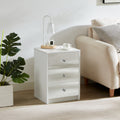 3 Drawer Nightstand For Bedroom, Modern Wood And Mirrored Nightstand, Square Bedside Glass End Table With Storage For Bedroom Room, Sofa, White Chest White Particle Board