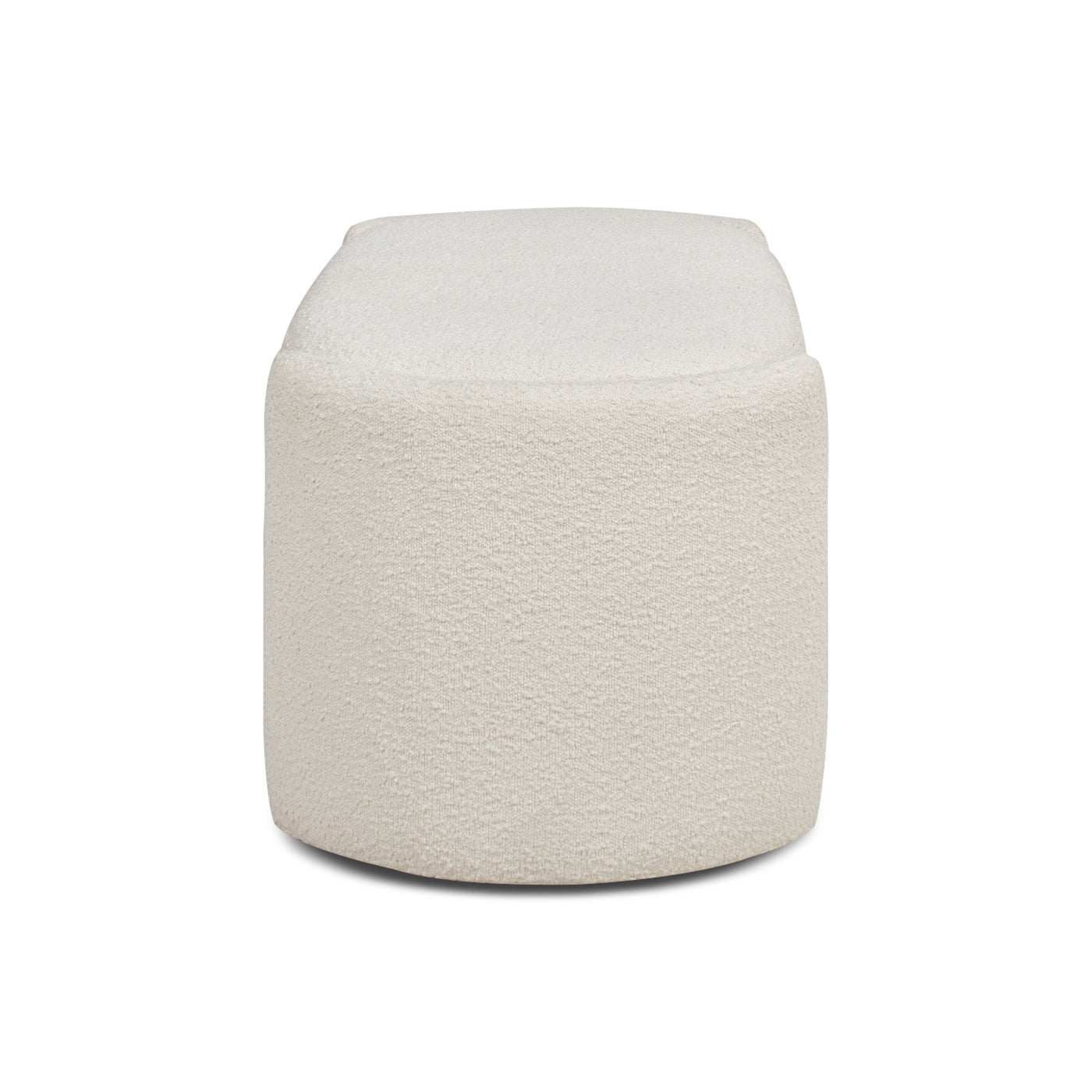 Fuji 43" Upholstered Oval Storage Bench, Ivory White Boucle White Foam Boucle