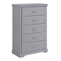 Classic Traditional 1Pc Chest Of 5 Drawers Gray Finish Bedroom Furniture Wooden Gray Wood