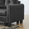 Sectional 3 Seaters Sofareversible Recliner, Storage Pad And Wood Grain Cup Holder, Non Slip Leg, Pu, Black Black Pu 3 Seat