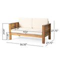 Teak Acacia Wood Loveseat And Coffee Table Set With Cream Cushions Yes Brown Seats 2 Foam Acacia Wood