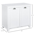 Homcom Tilt Out Laundry Sorter Bathroom Cabinet, White White Mdf